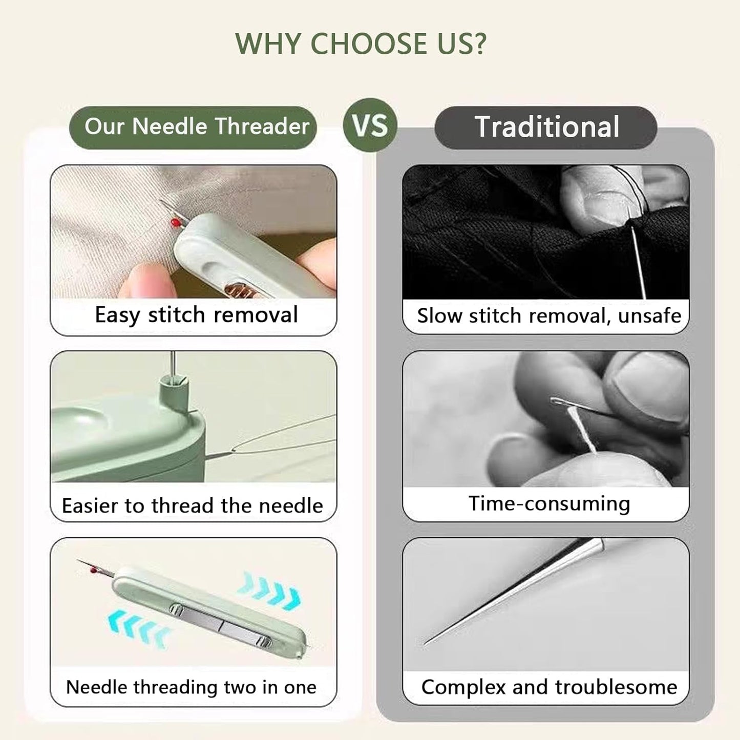 2-in-1 Needle Threader & Seam Ripper Tool
